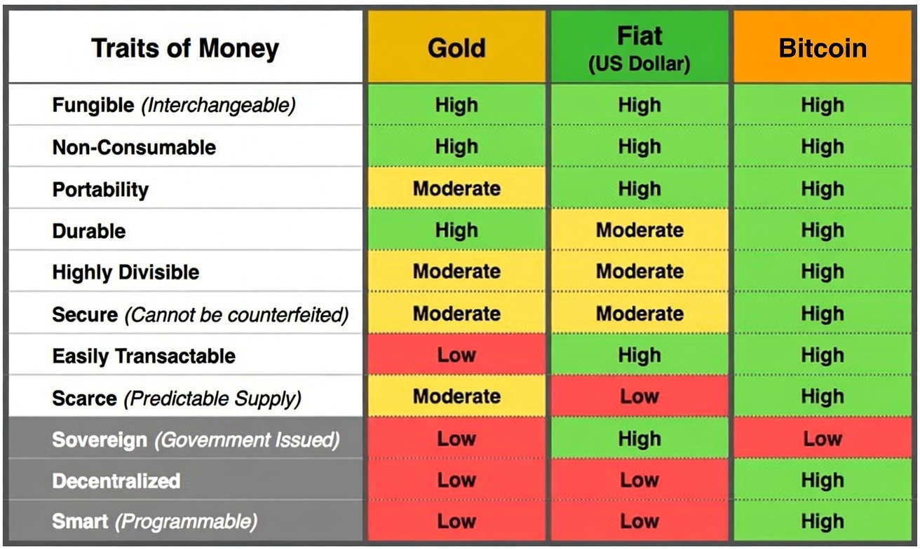 Bitcoin Monetary Properties Comparison
